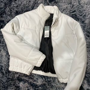 Women’s white crop puffer coat, target brand